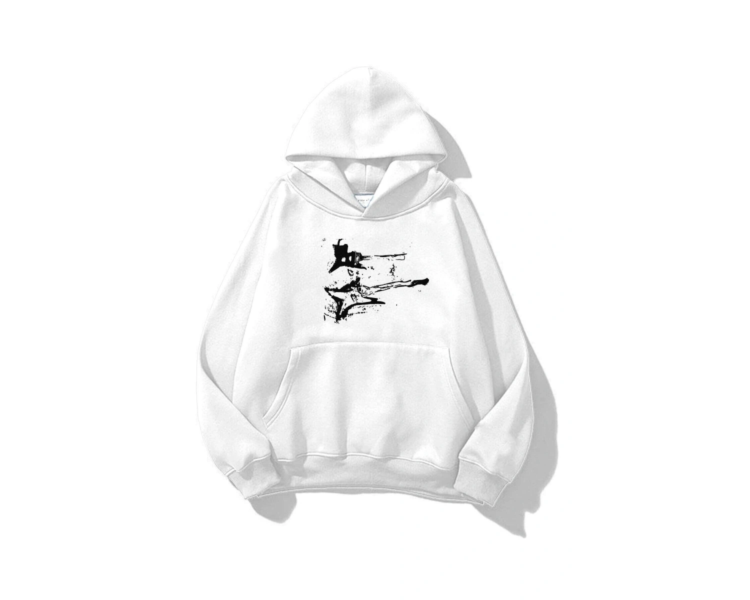 Unisex Punk Gitar Sweatshirt Beyaz