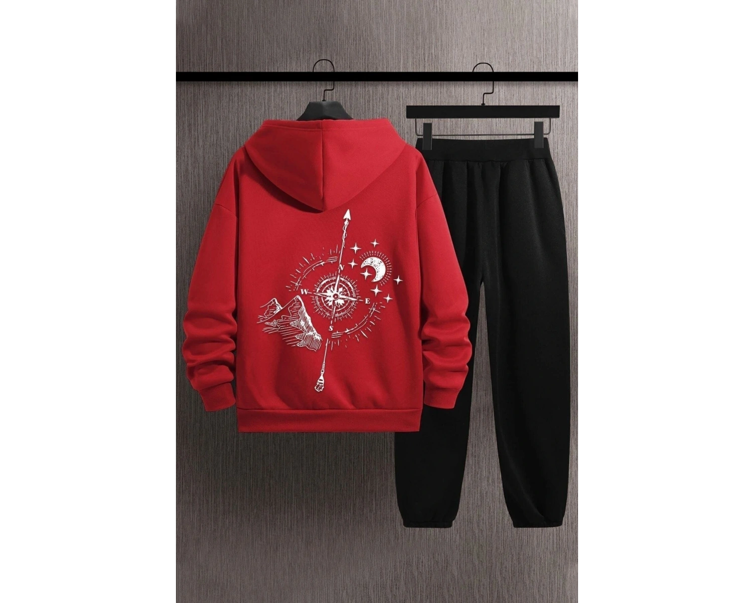 Unisex Pusula Sırt Baskılı Eşofman Takımı Kp-siyah-pusula-esh-siyah