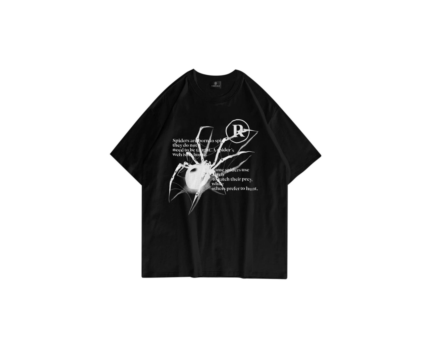 Unisex R Spider Tshirt Siyah