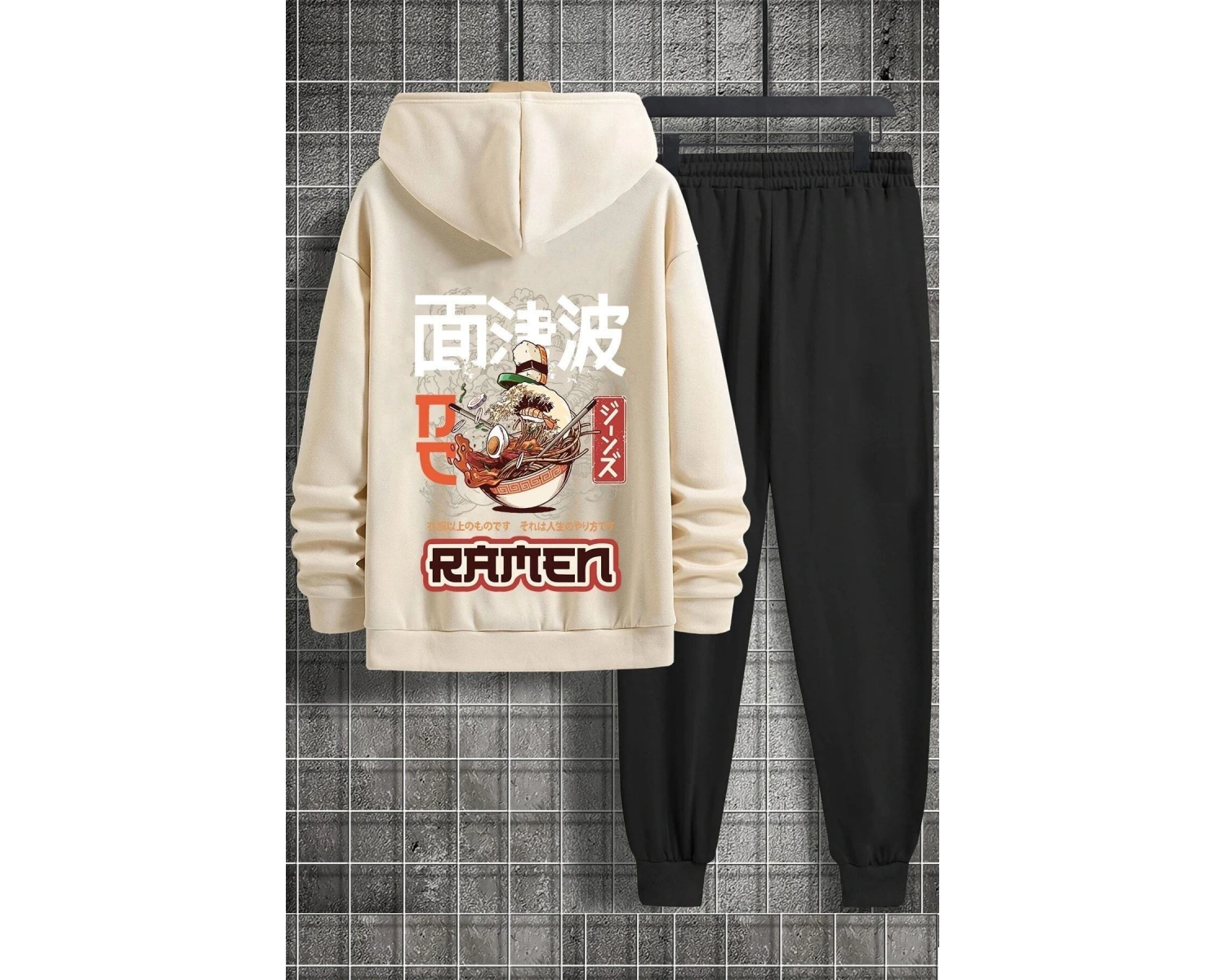 Unisex Ramen Baskılı Eşofman Takımı KP-GRI-RAMEN-ESH-GRI