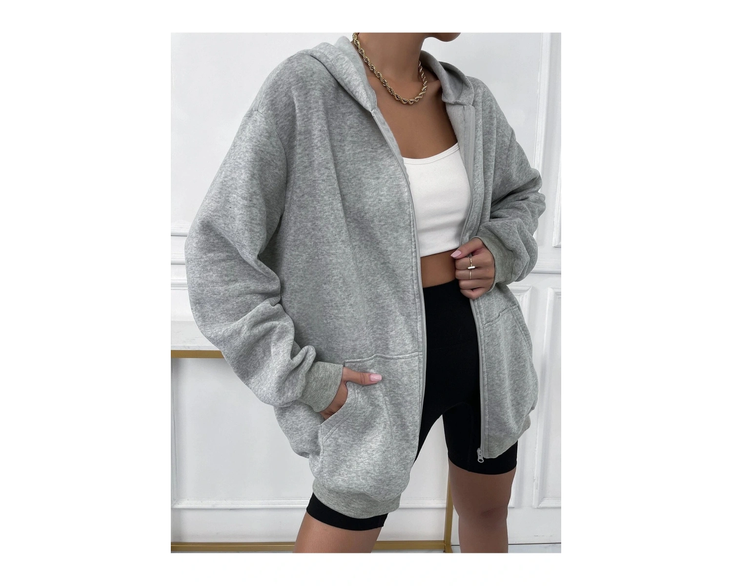 Unisex Renkli Oversize Kapüşonlu Fermuarlı Hırka