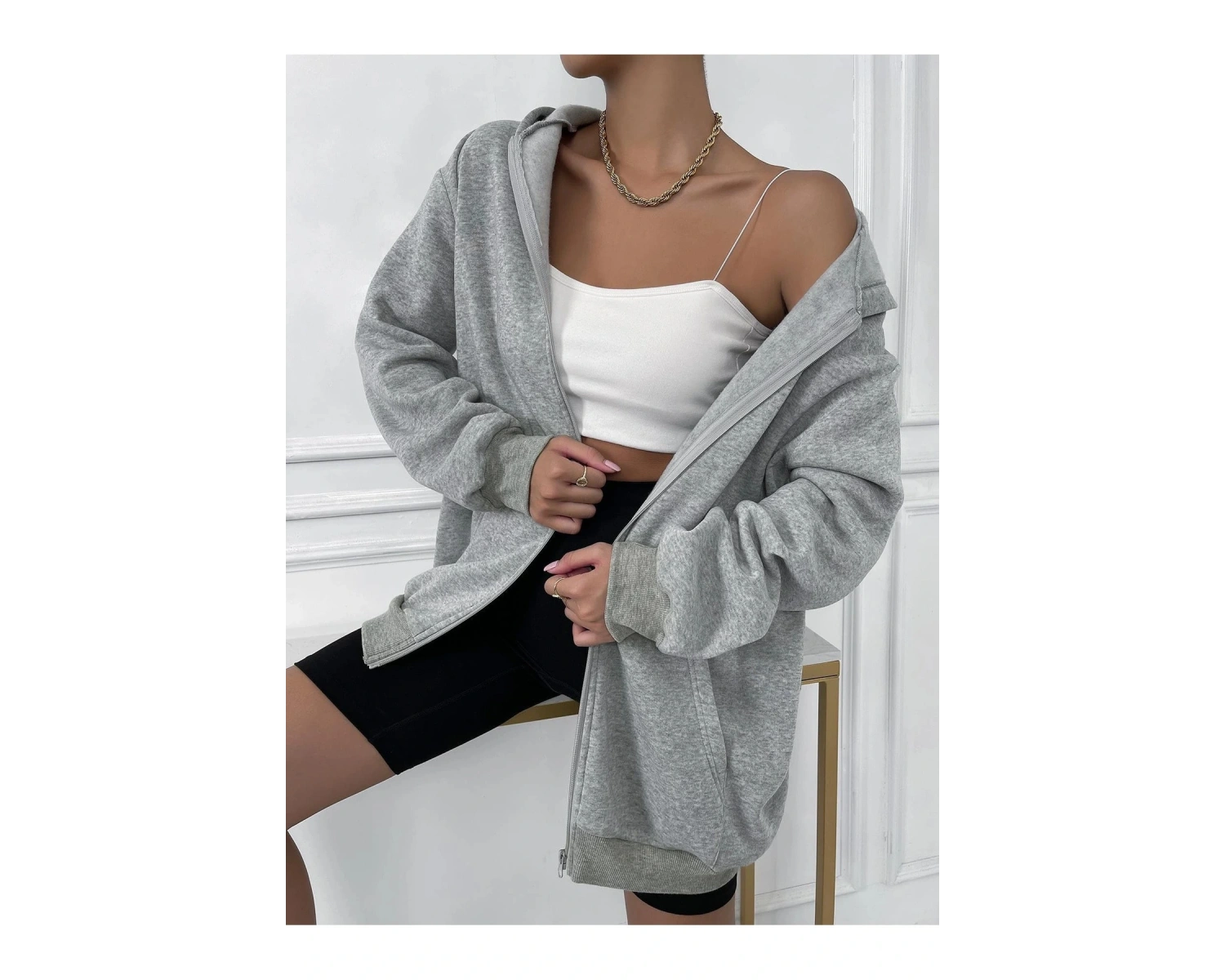 Unisex Renkli Oversize Kapüşonlu Fermuarlı Hırka