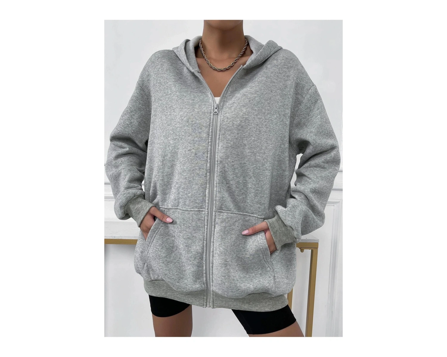 Unisex Renkli Oversize Kapüşonlu Fermuarlı Hırka