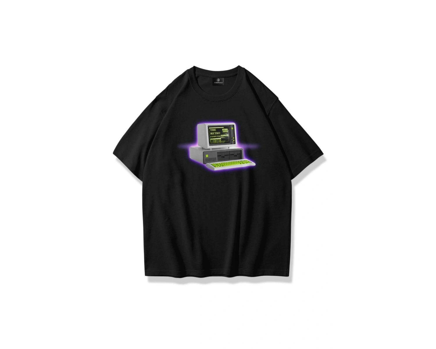 Unisex Retro Computer Tshirt Siyah