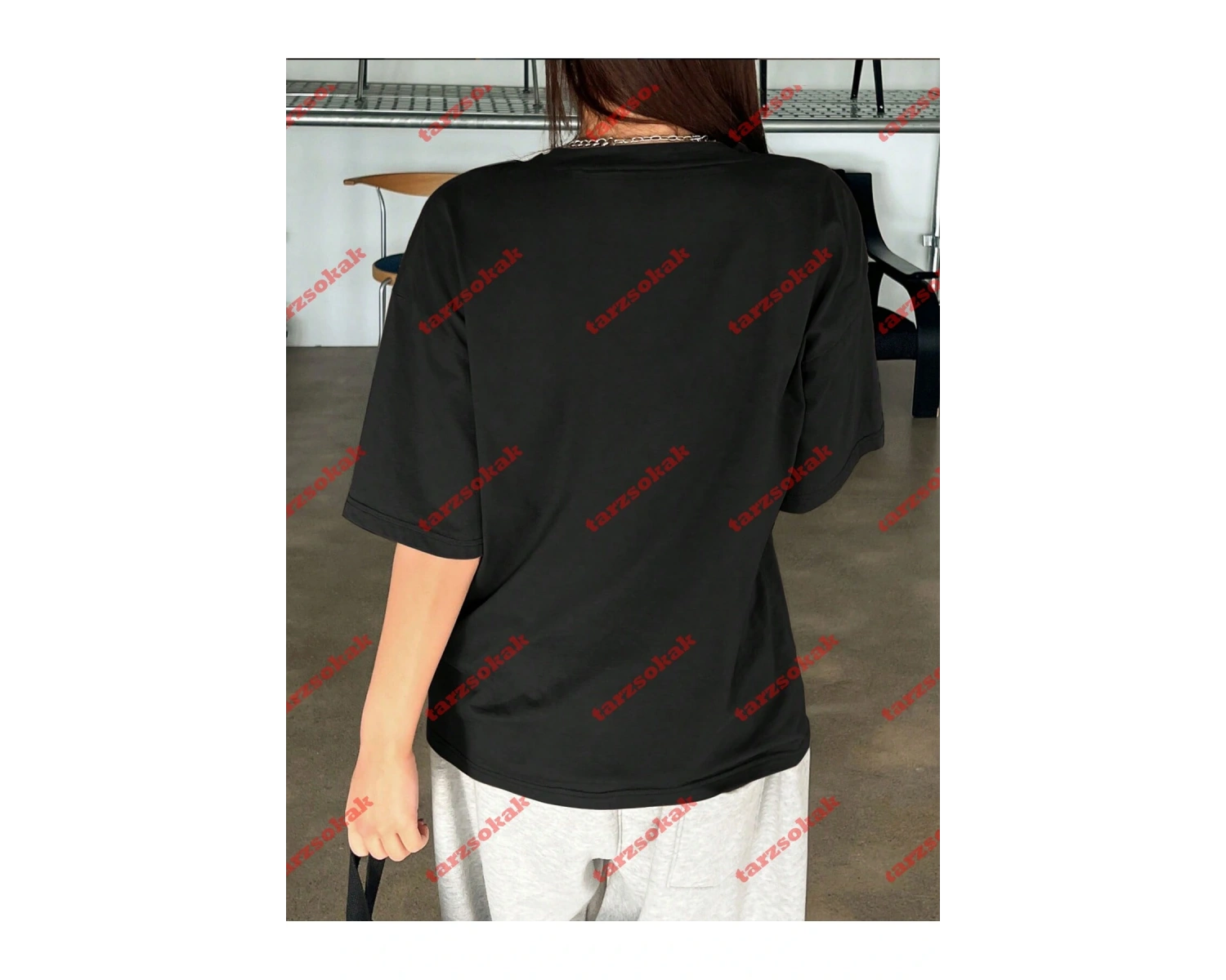 Unisex Reverse Baskılı Tshirt Siyah