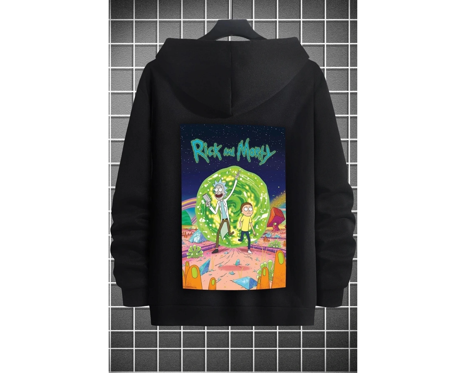 Unisex Rick And Morty Baskılı Sweatshirt TY-siyah-rickmorty