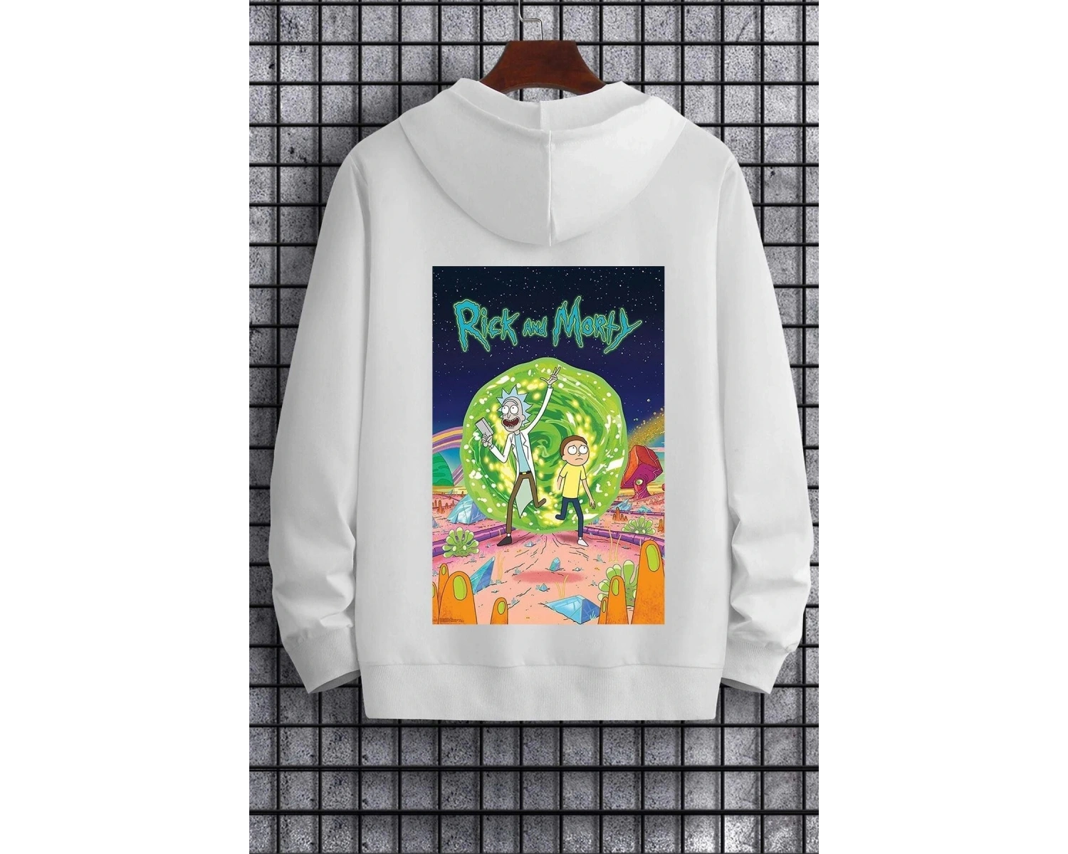 Unisex Rick And Morty Baskılı Sweatshirt TY-siyah-rickmorty