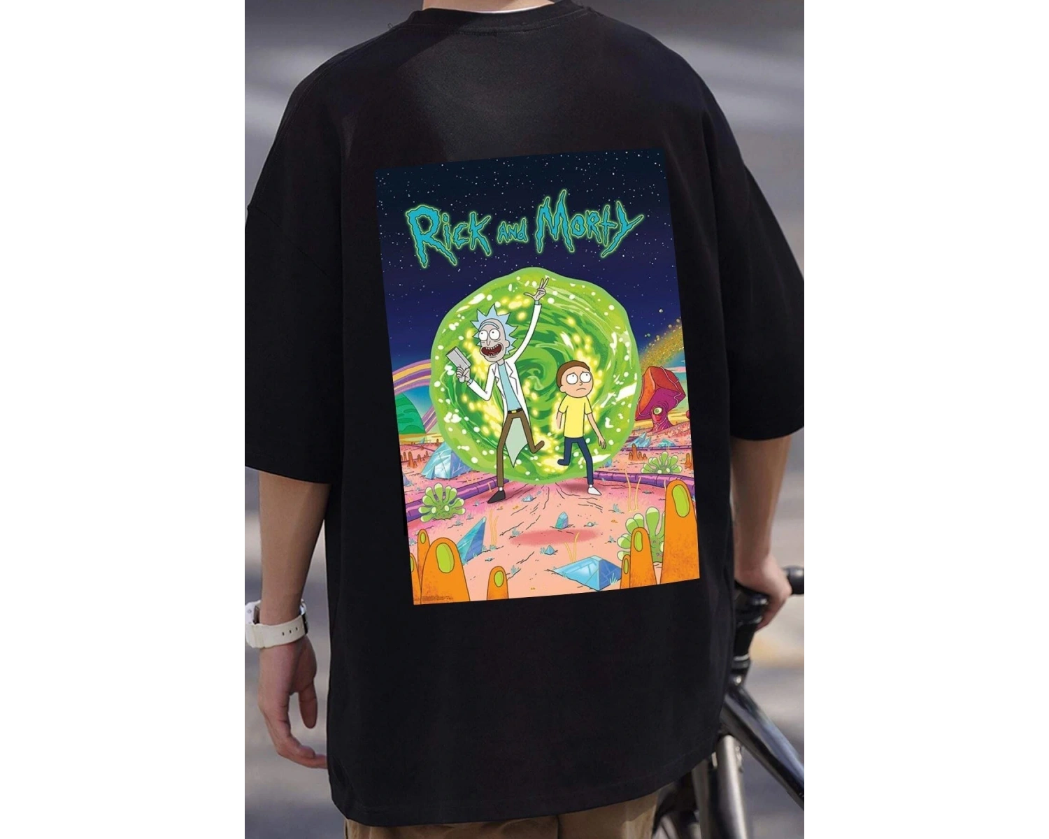 Unisex Rick And Morty Baskılı T-shirt