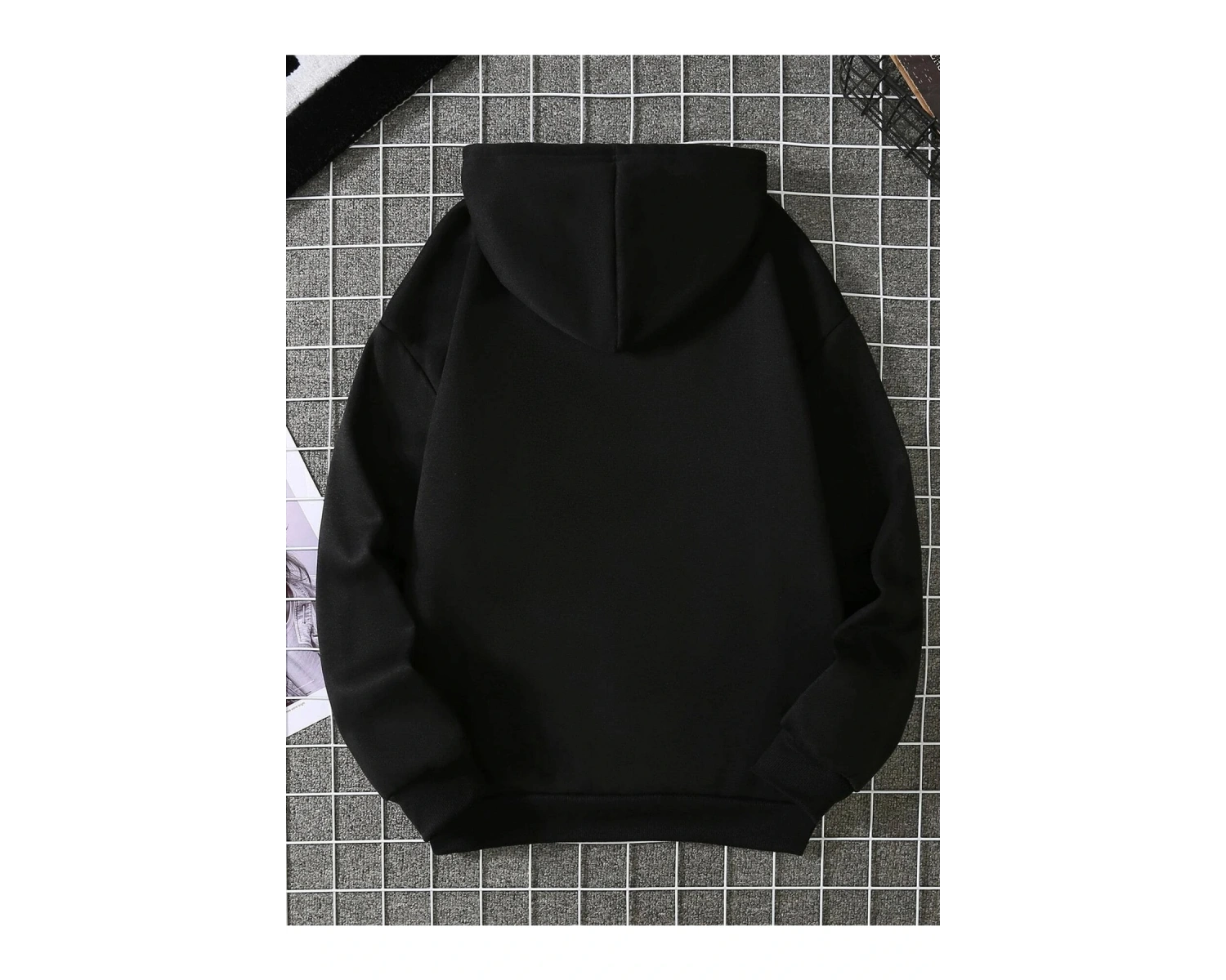 Unisex Ritim Baskılı Kapüşonlu Sweatshirt Siyah