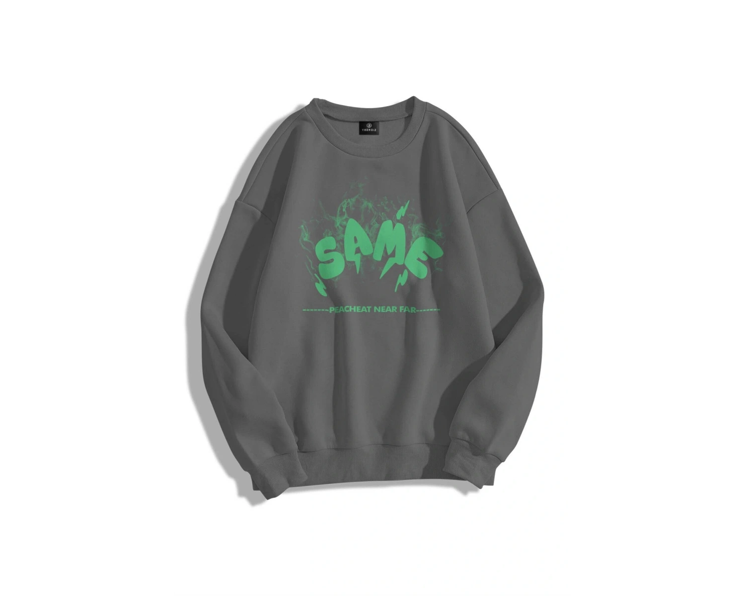 Unisex Same Bisiklet Yaka Sweatshirt Gri