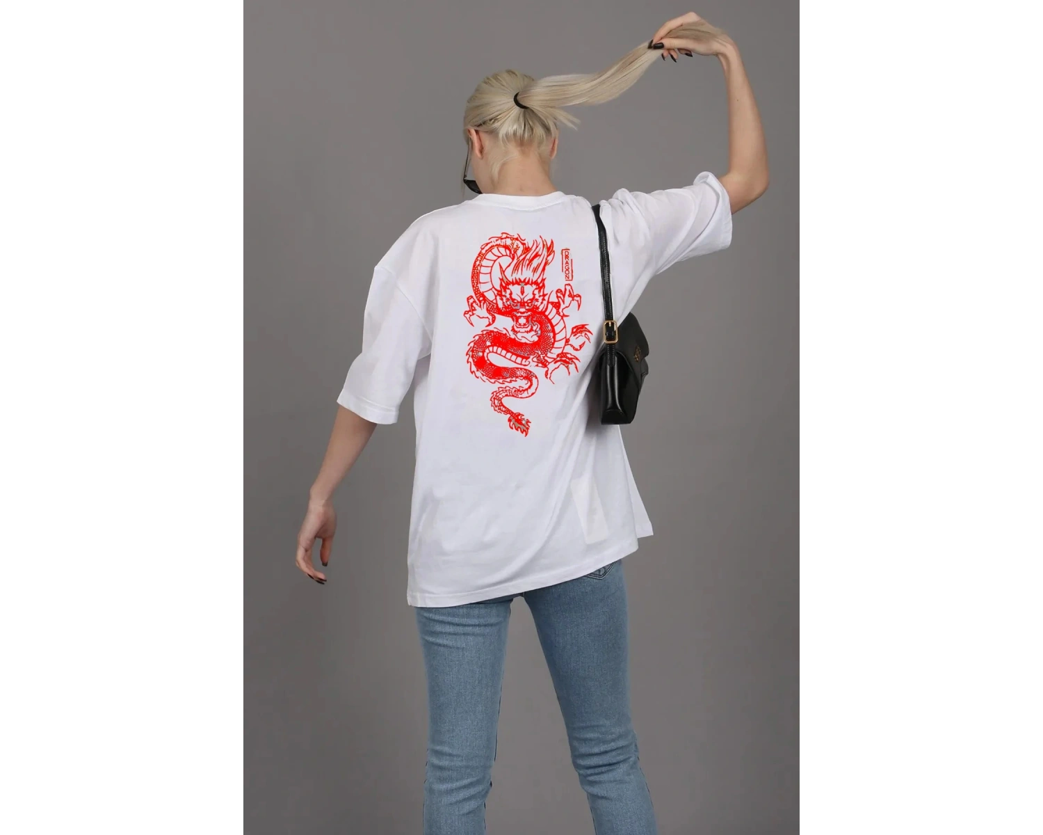 Unisex Şanslı Dragon Rahat Kesim Oversize T-shirt