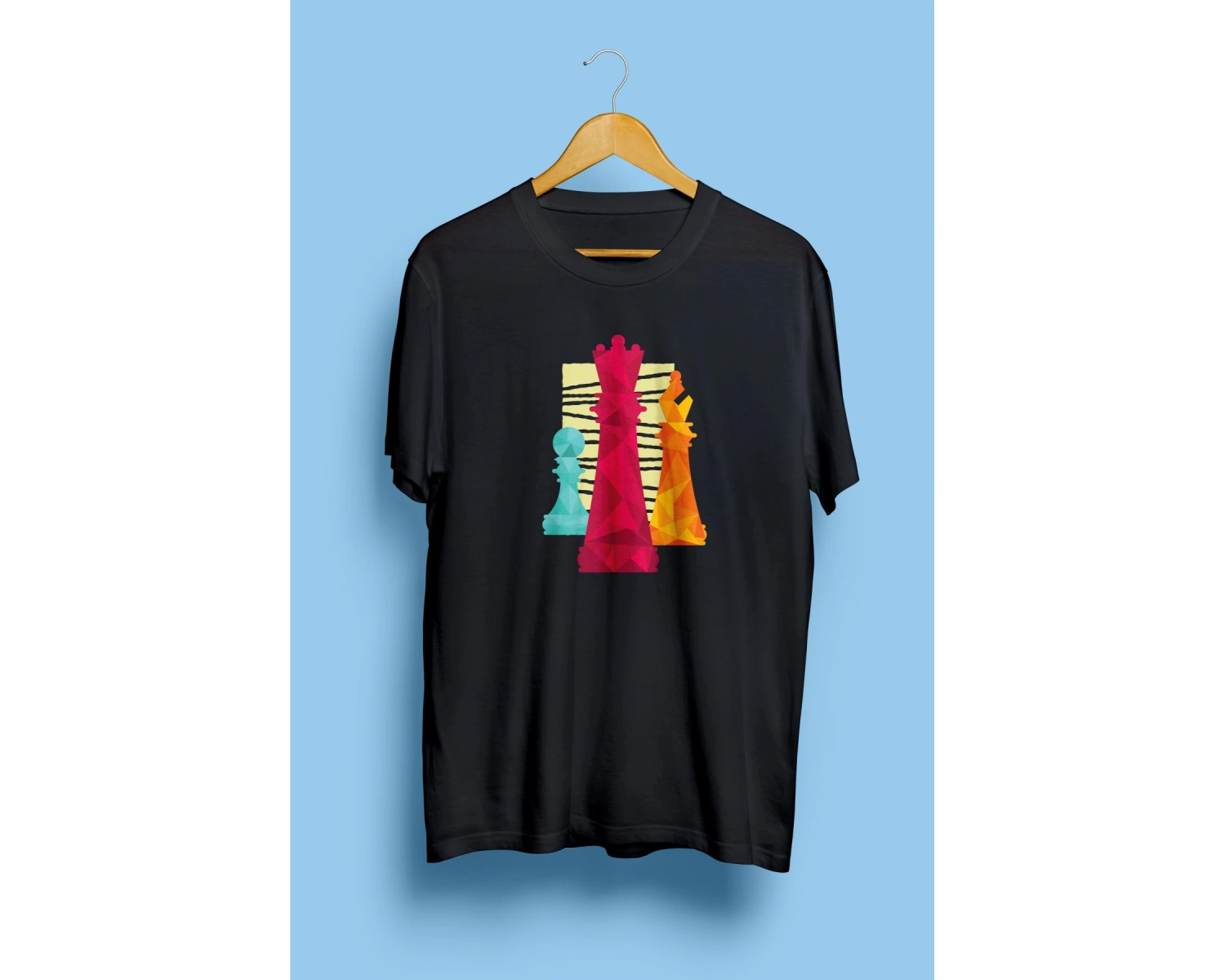 Unisex Satranç Oyun Taş Tasarım Baskılı Tişört