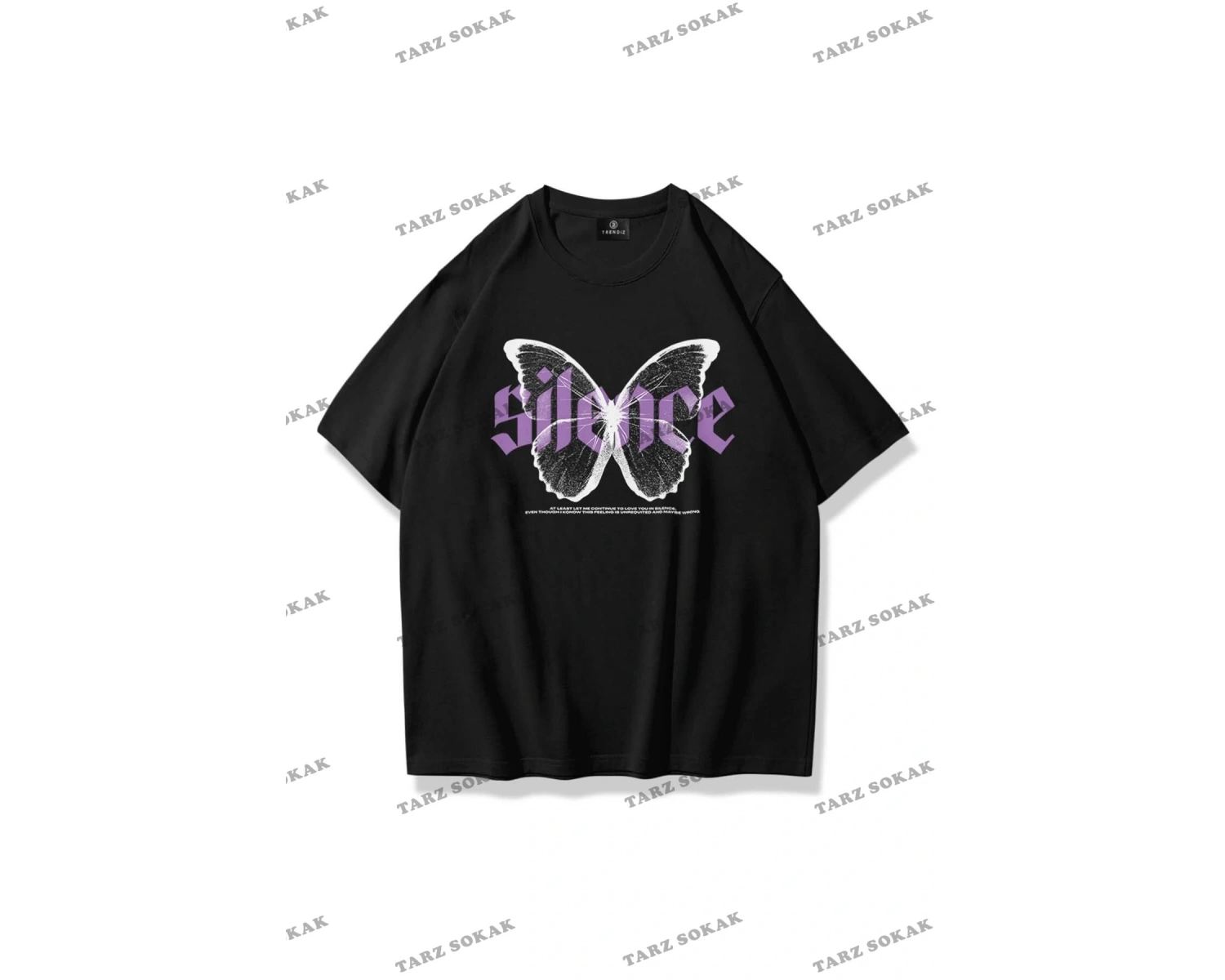 Unisex Silence Butterfly Tshirt Siyah