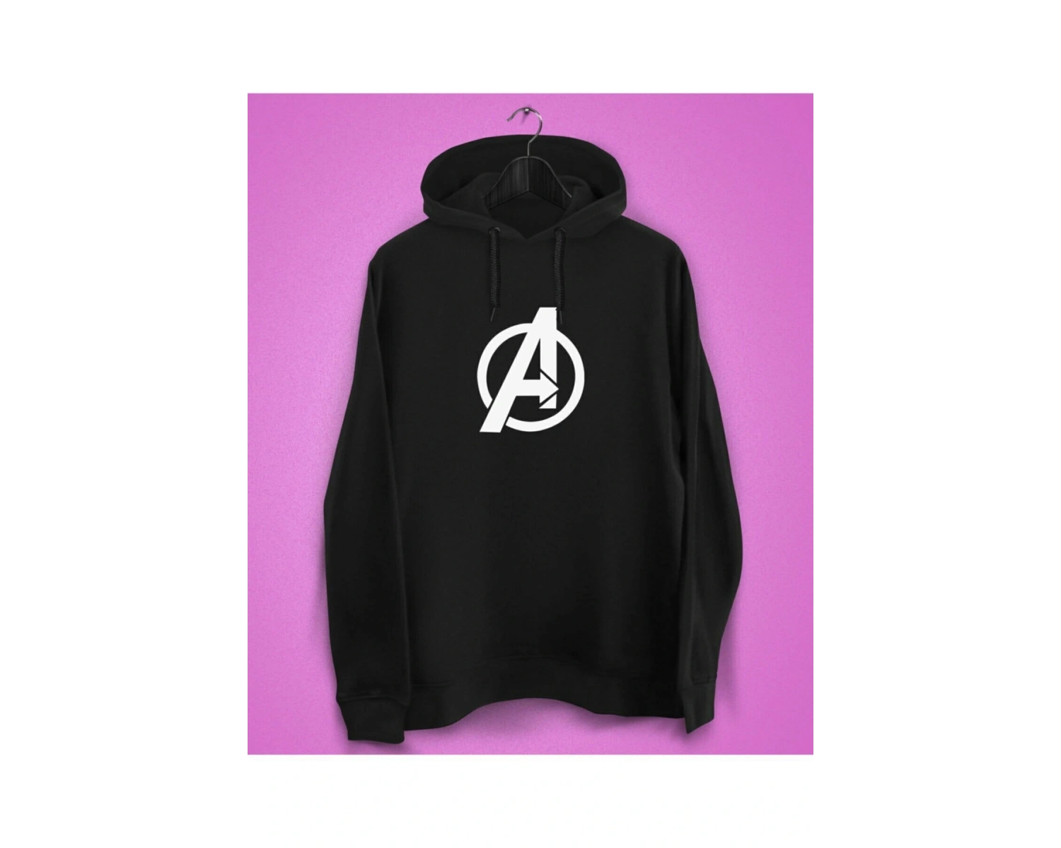 Unisex Siyah Avengers Baskılı Sweatshirt