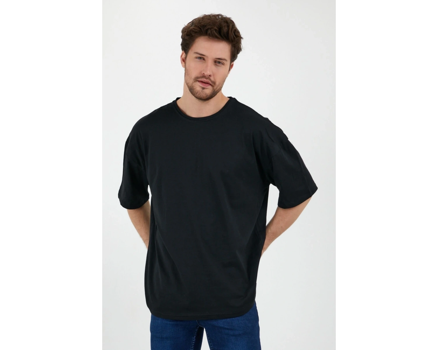 Unisex Siyah Beyaz Oversize Bol Kesim Basic 2 Li Paket Tshirt