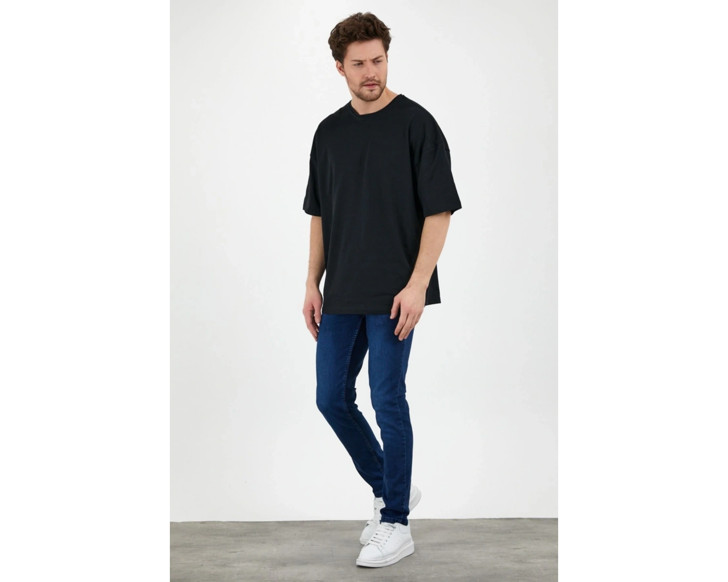 Unisex Siyah Beyaz Oversize Bol Kesim Basic 2 Li Paket Tshirt