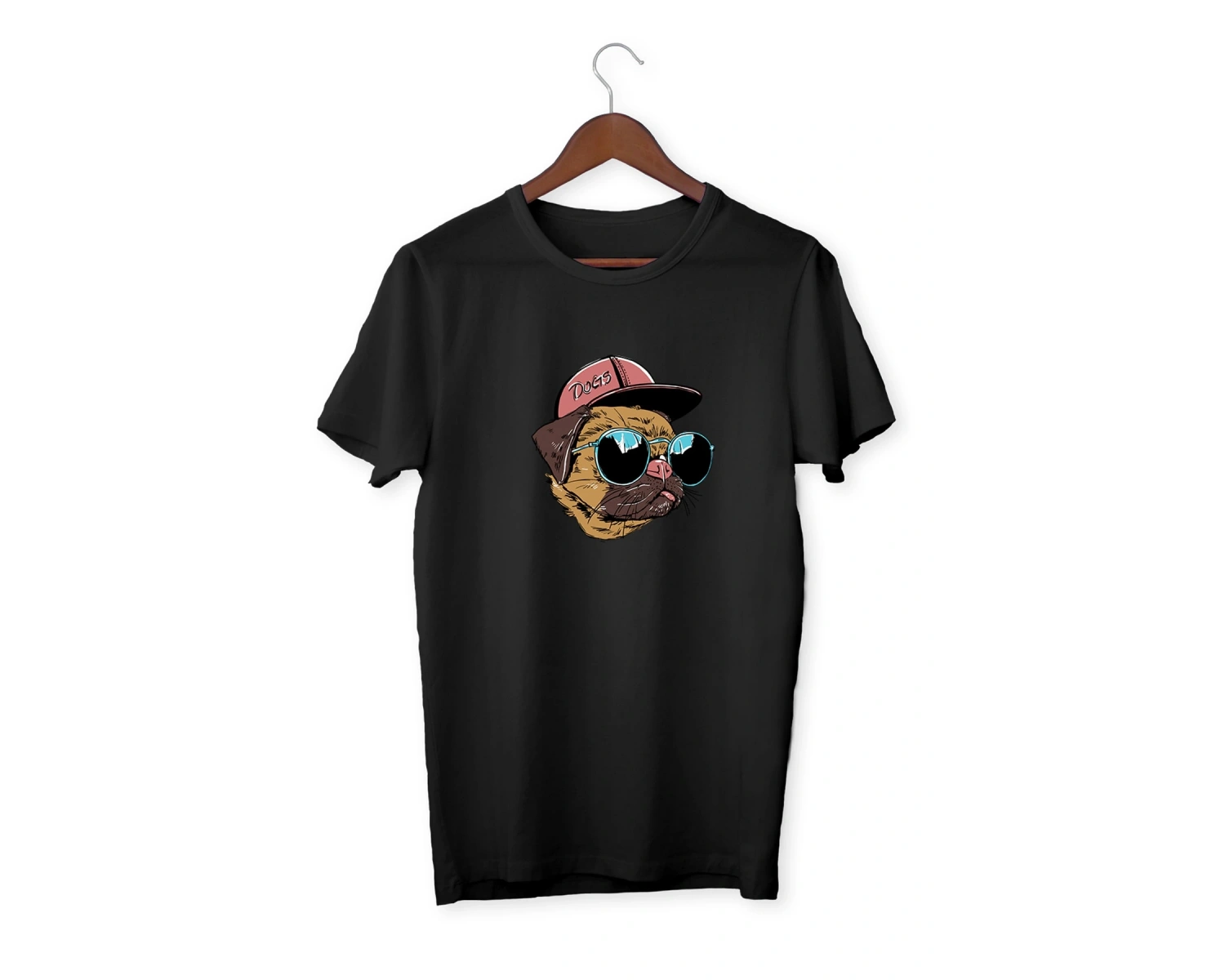 Unisex Siyah Cool Dog Baskılı T-shirt