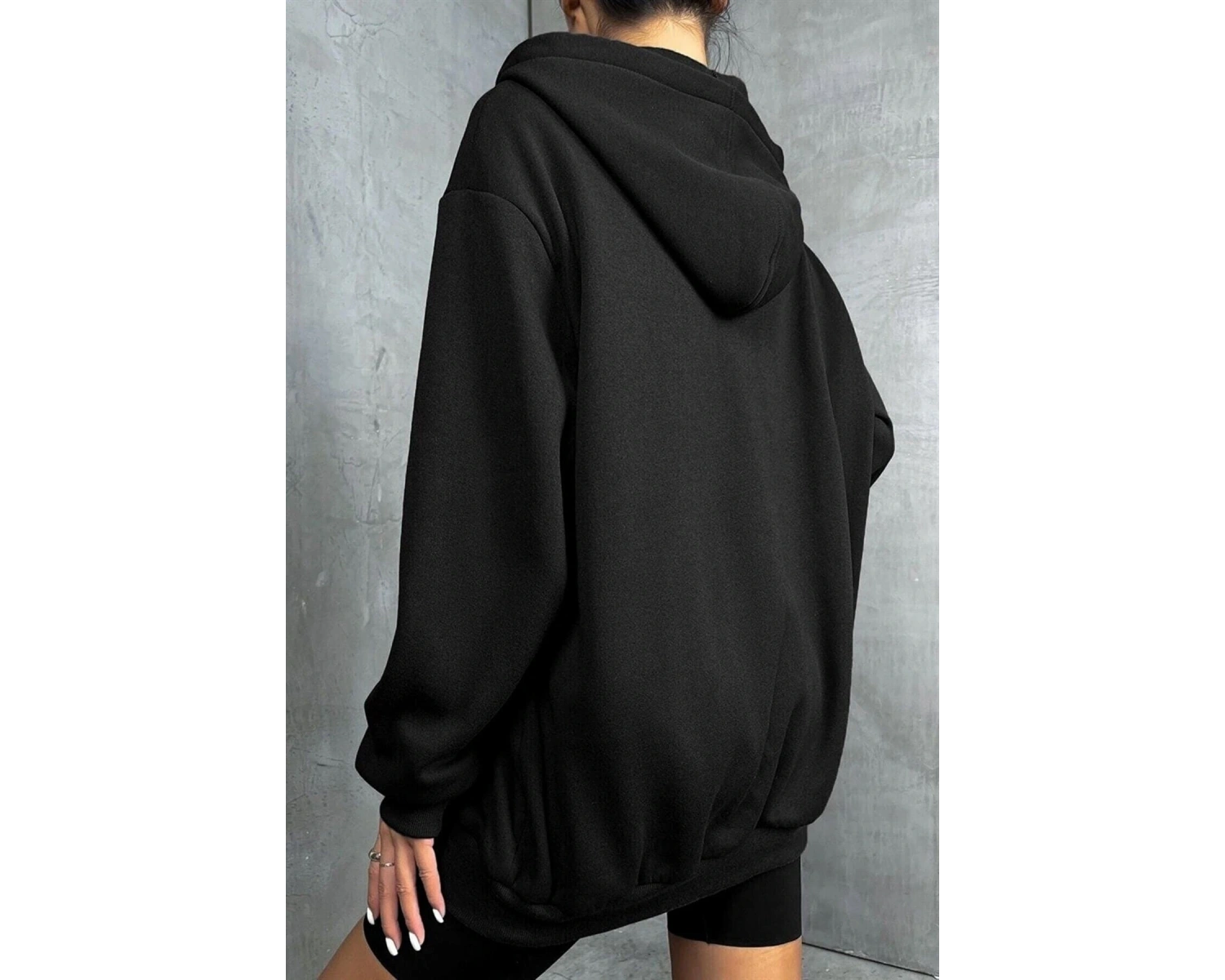 Ünisex Siyah Fermuarlı Oversize Sweatshirt NEW YORK21