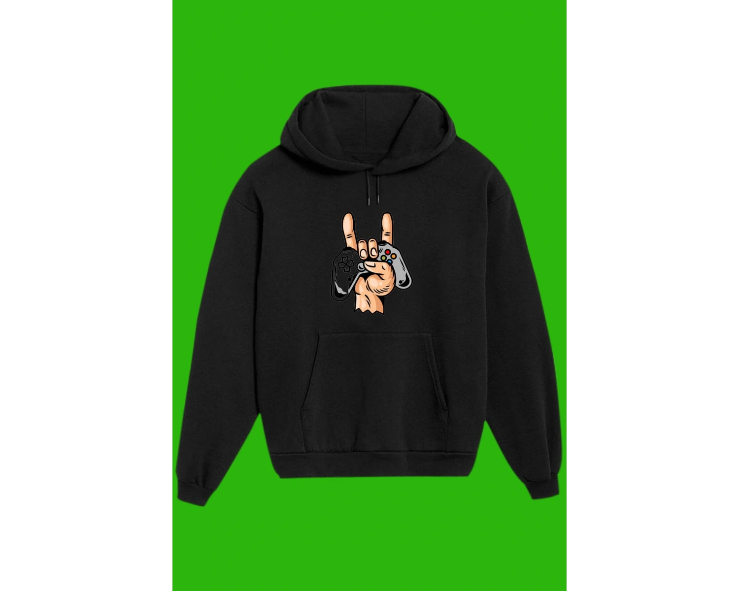 Unisex Siyah Gamer Baskılı Sweatshirt