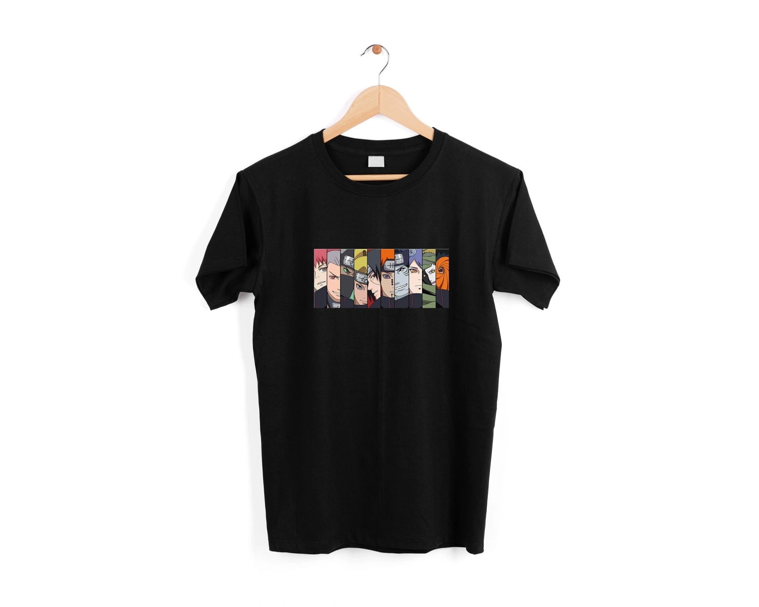 Unisex Siyah Naruto Baskılı Tişört