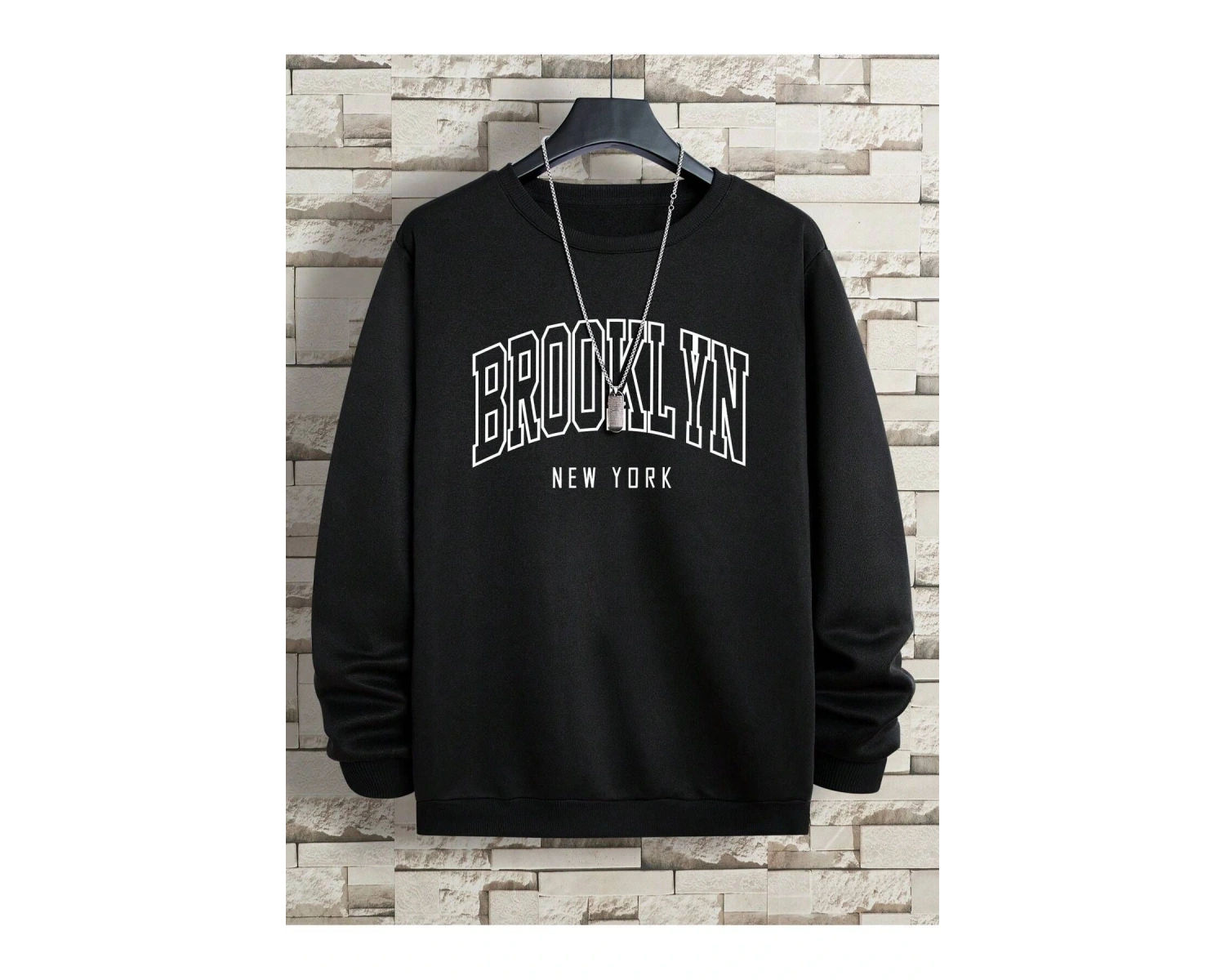 Unisex Siyah Oversize Kırmızı Brooklyn Baskılı Sweatshirt yenibrooklynsw12