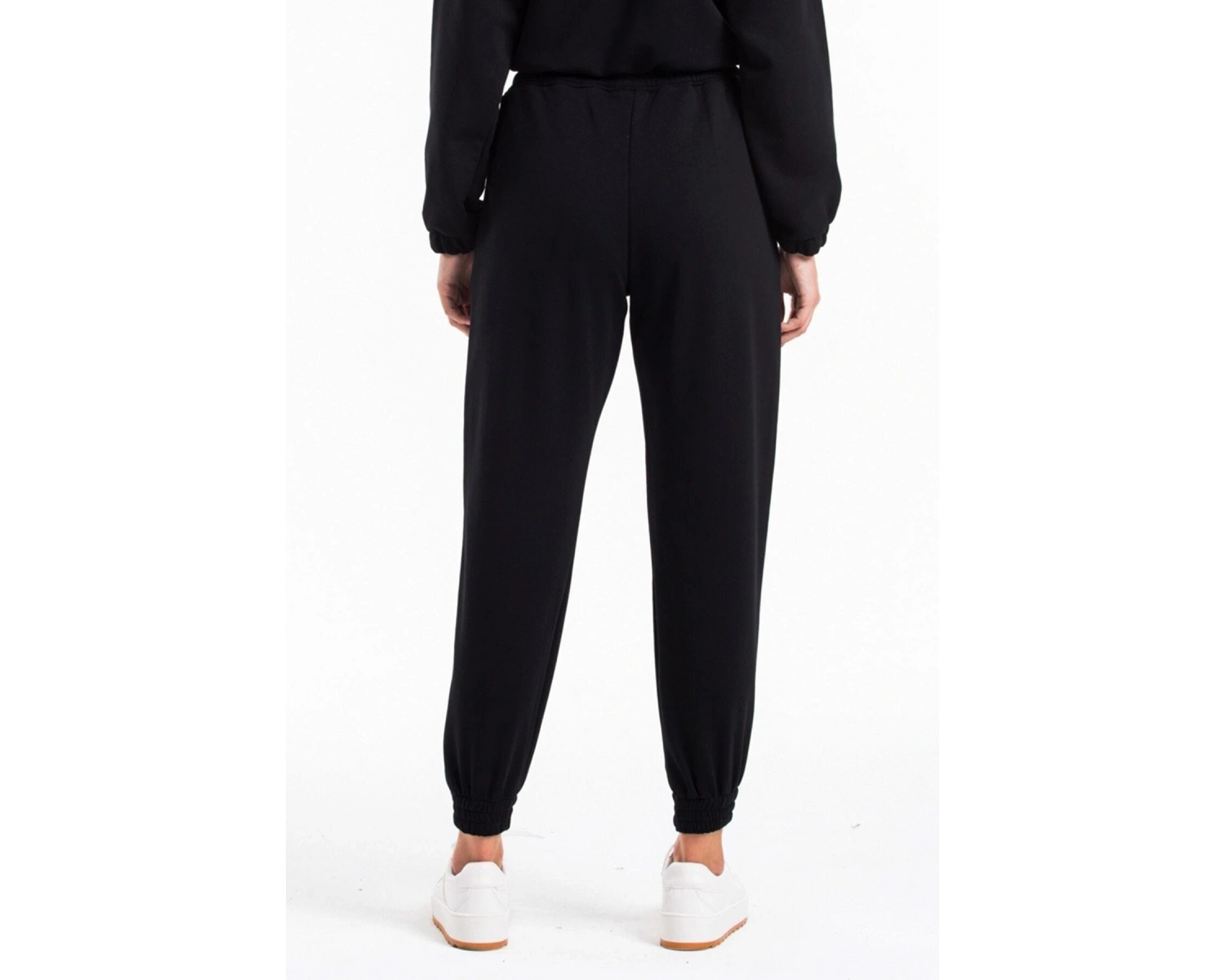 Unisex Siyah Paçası Lastikli Eşofman Altı