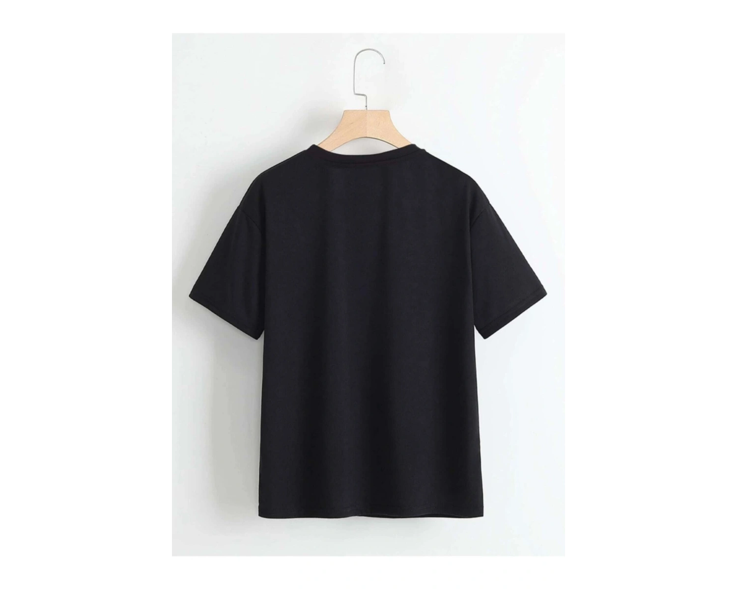 Unisex Siyah Robotik Ayıcık Baskılı Oversize Bisiklet Yaka T-shirt