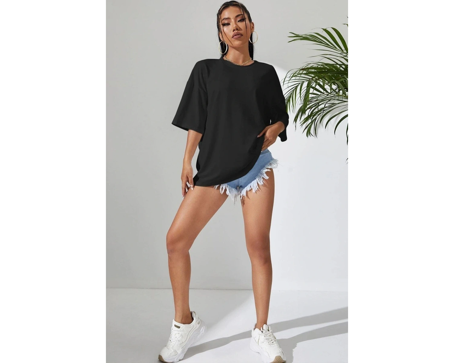 Unisex Siyah Sırt Kelebek Baskılı T-shirt