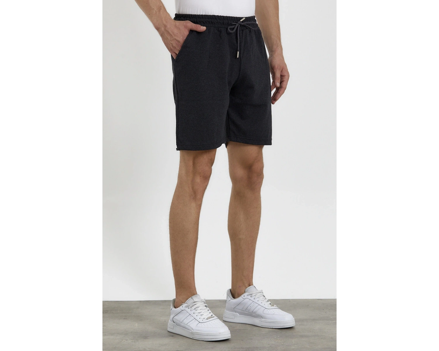 Unisex Slim Fitt Antrasit 2 Iplik Yazlık Ince Spor Şort
