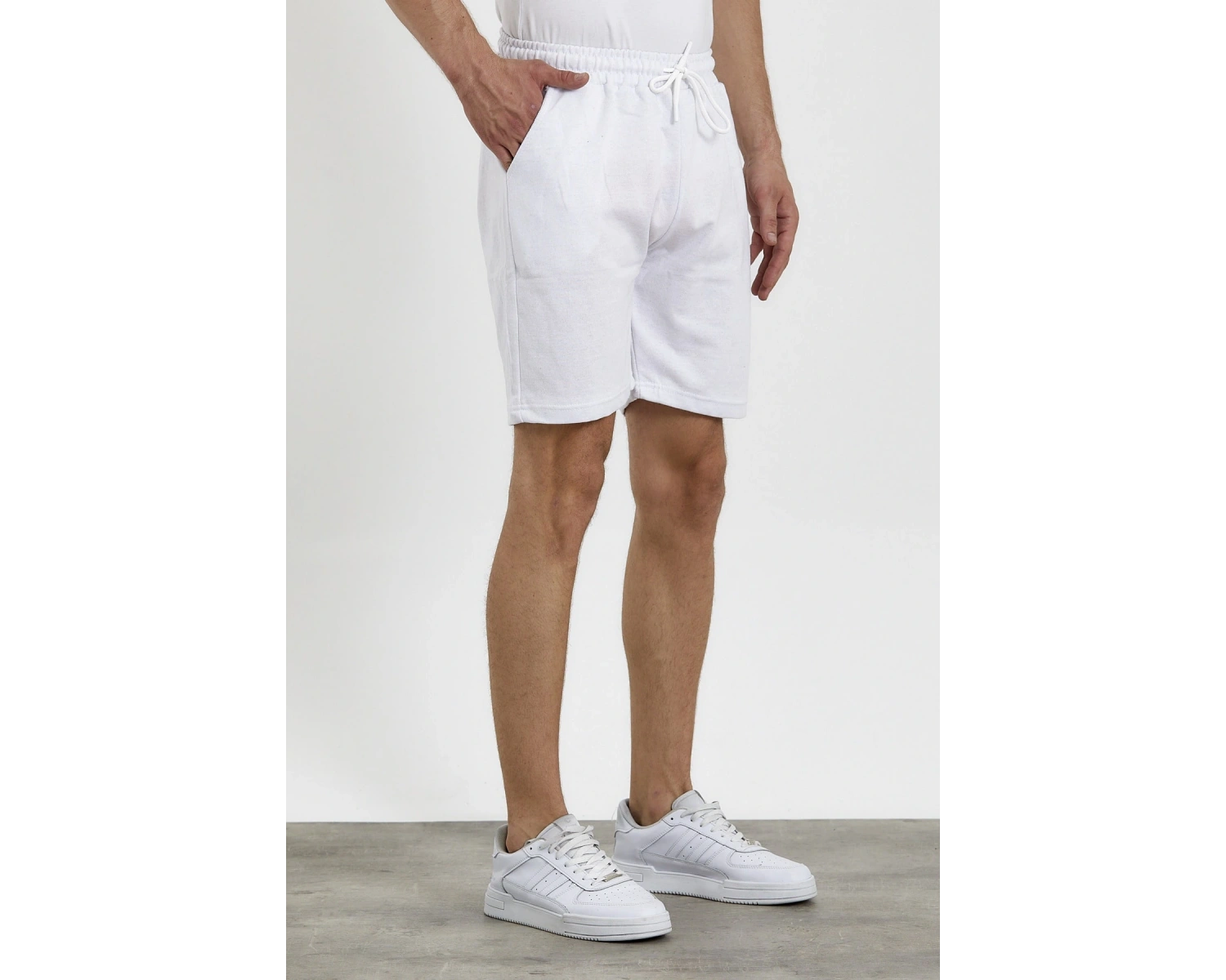 Unisex Slim Fitt Beyaz 2 Iplik Yazlık Ince Spor Şort