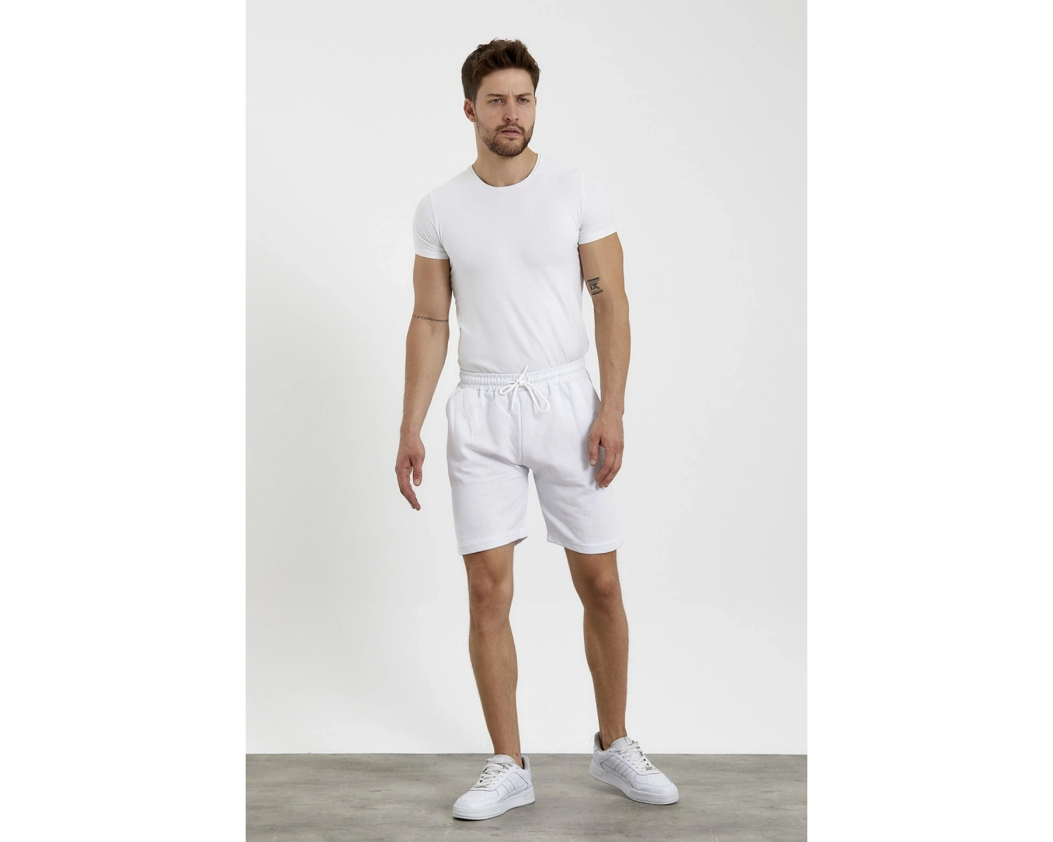 Unisex Slim Fitt Beyaz 2 Iplik Yazlık Ince Spor Şort