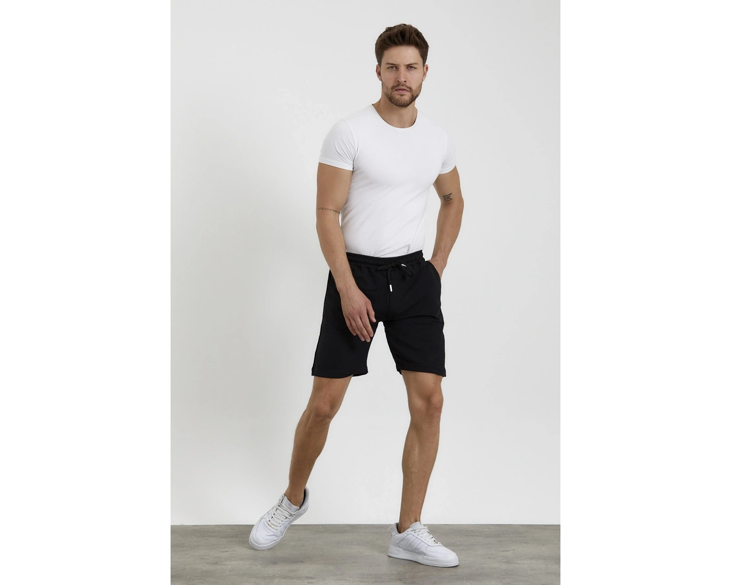 Unisex Slim Fitt Beyaz 2 Iplik Yazlık Ince Spor Şort
