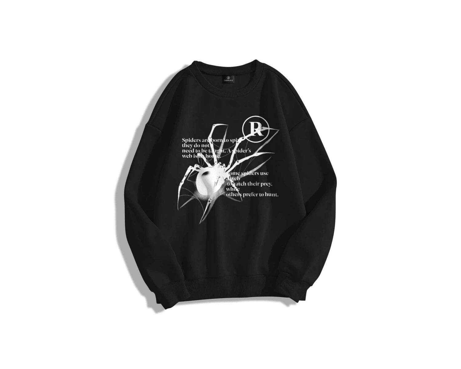 Unisex Spider R Bisiklet Yaka Sweatshirt Hoodie Siyah