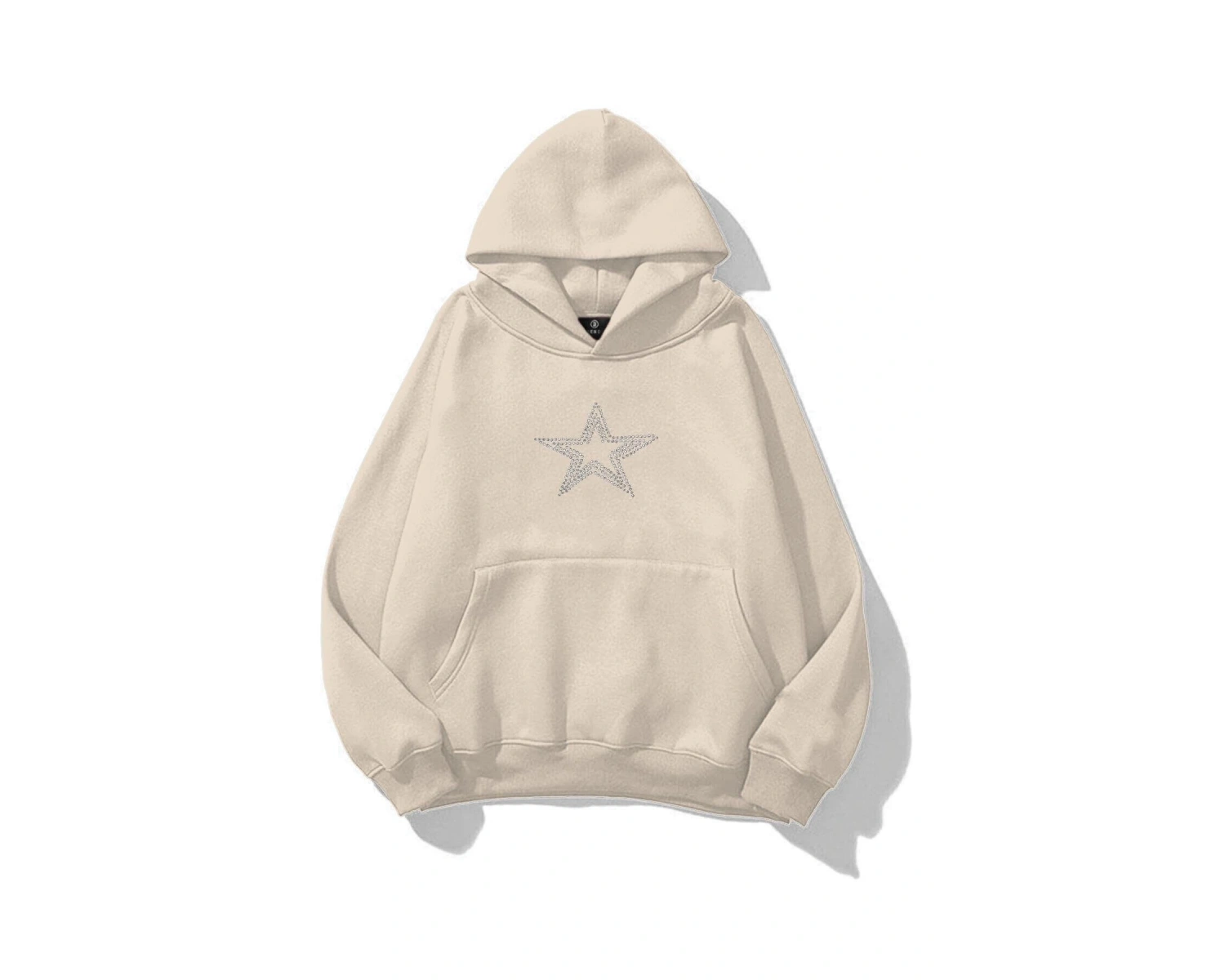 Unisex Star Stroke Taş Baskılı Sweatshirt Beyaz