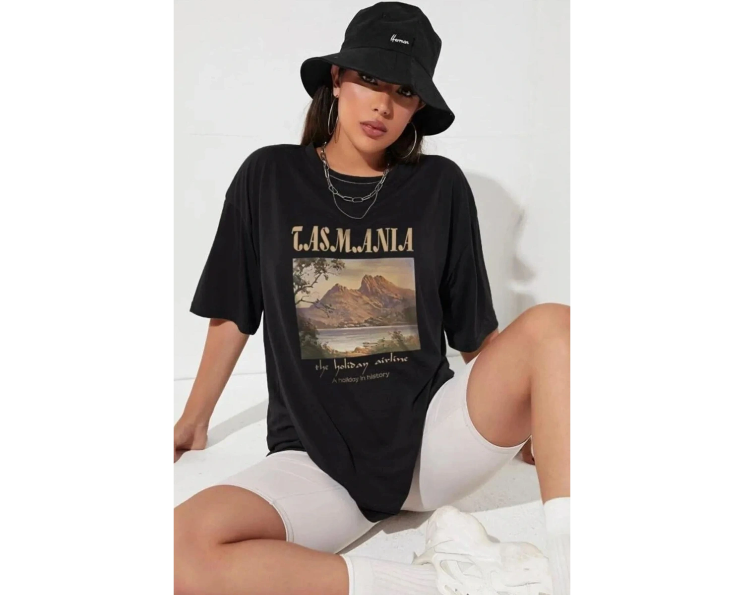 Unisex Tasmania Baskılı T-shirt