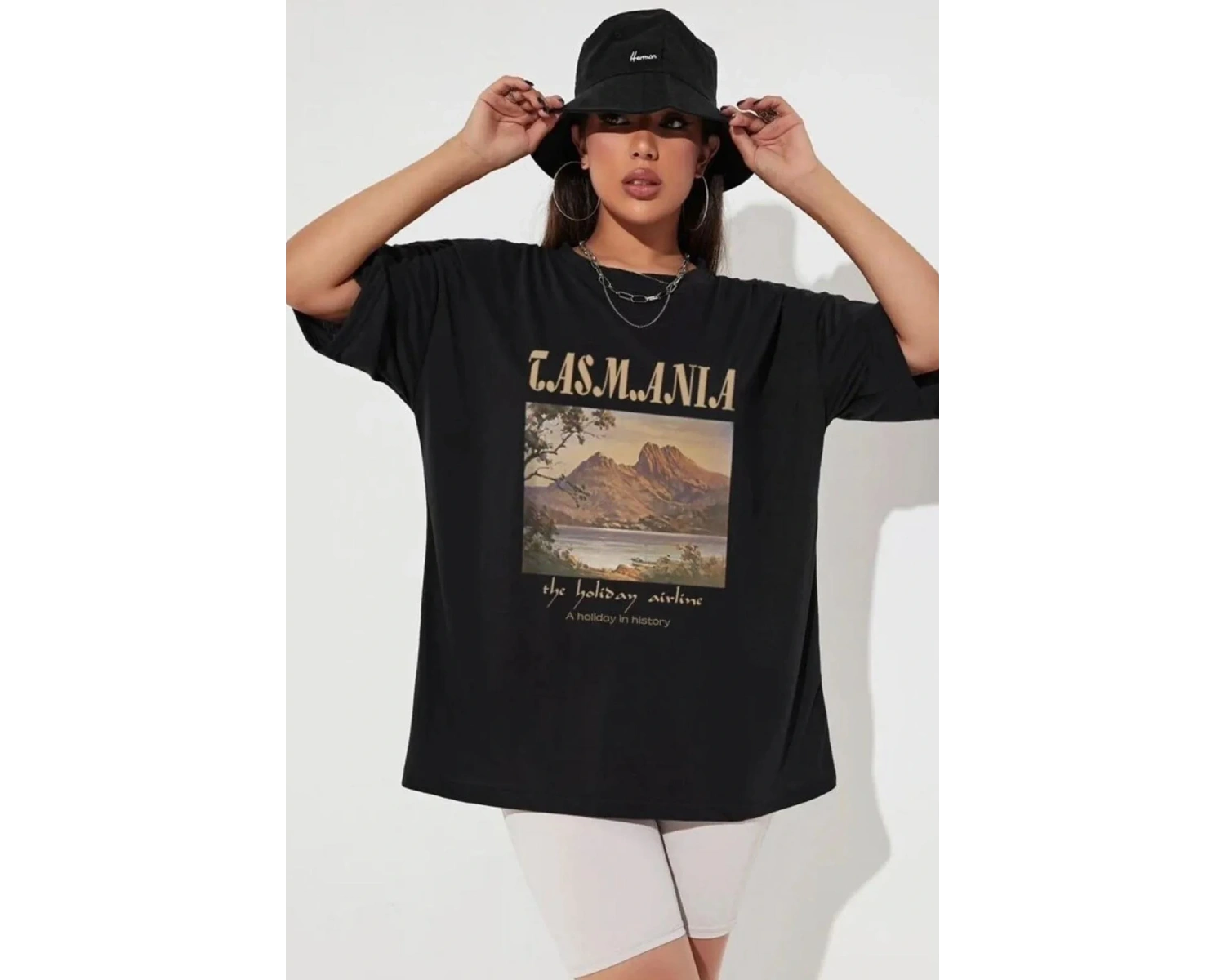 Unisex Tasmania Baskılı T-shirt