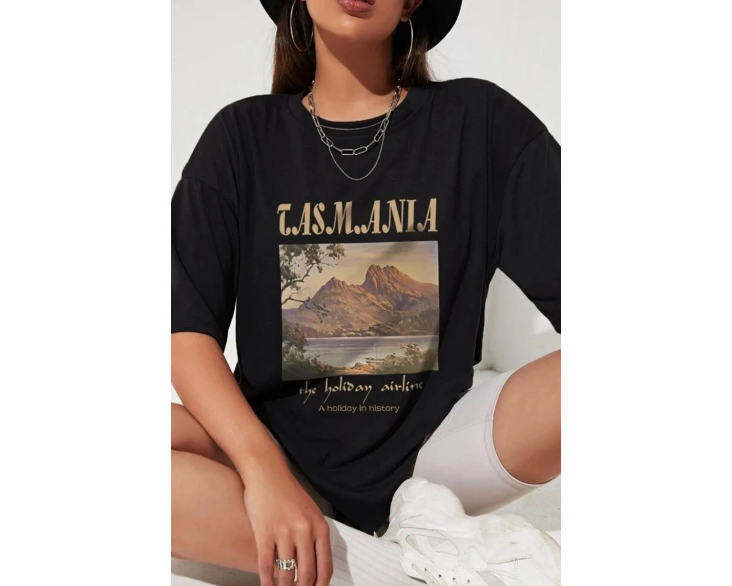 Unisex Tasmania Baskılı T-shirt