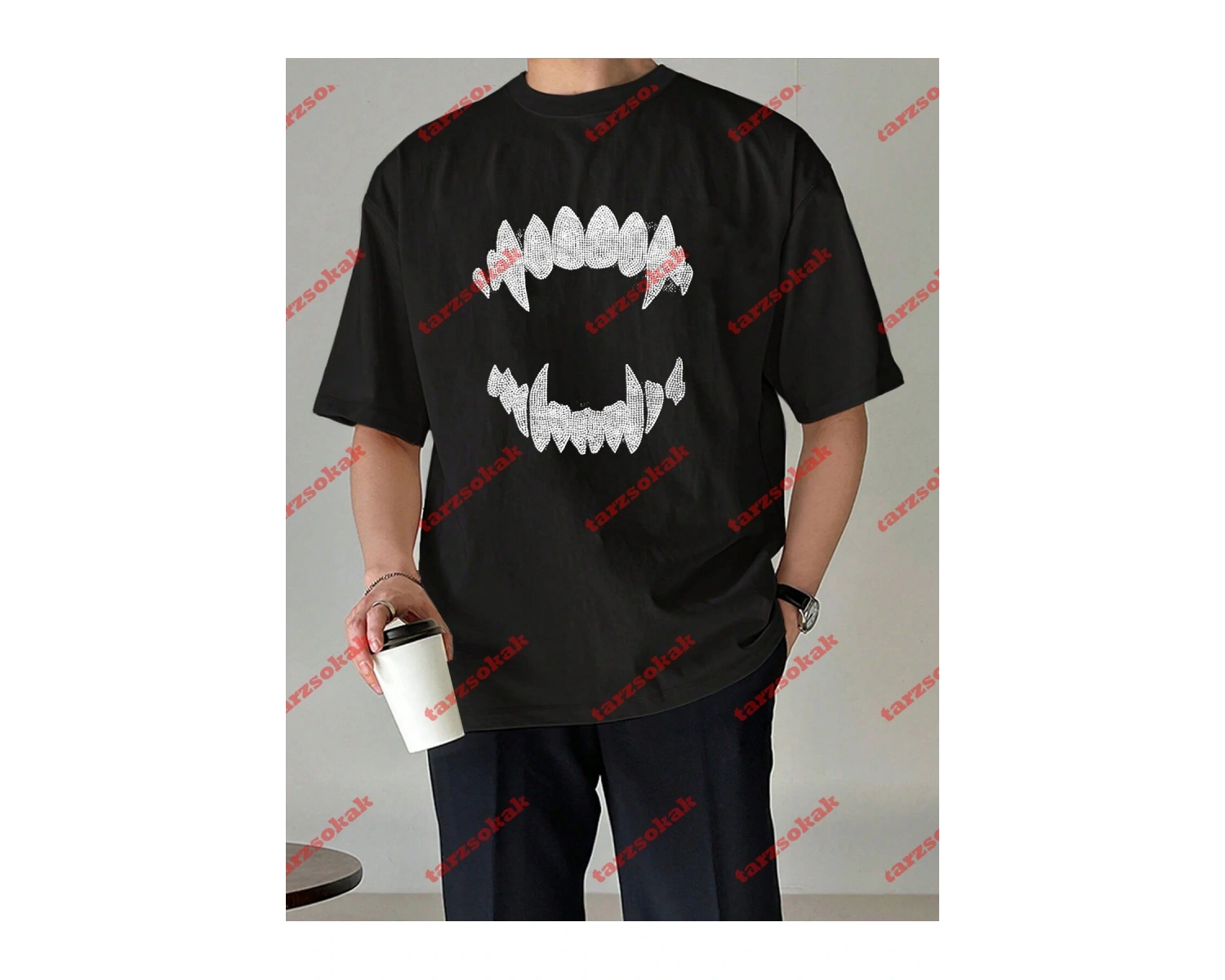 Unisex Teeth Tshirt Beyaz