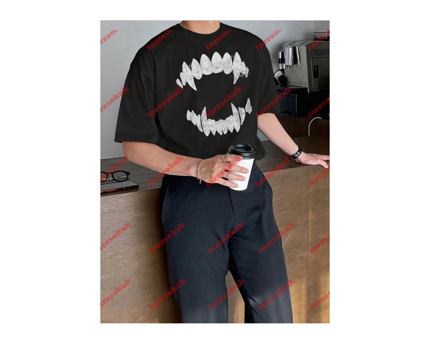 Unisex Teeth Tshirt Beyaz