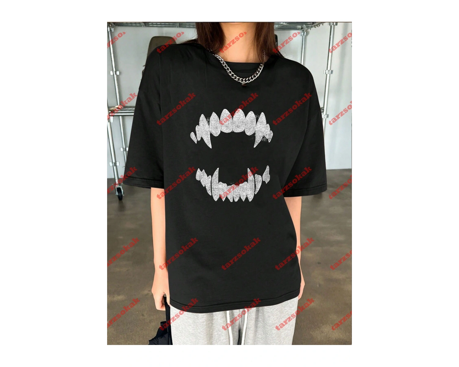 Unisex Teeth Tshirt Beyaz