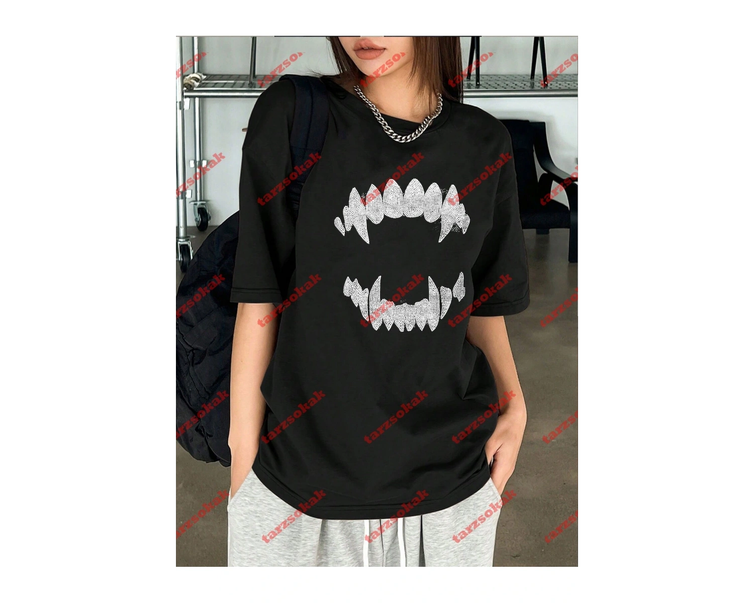 Unisex Teeth Tshirt Beyaz