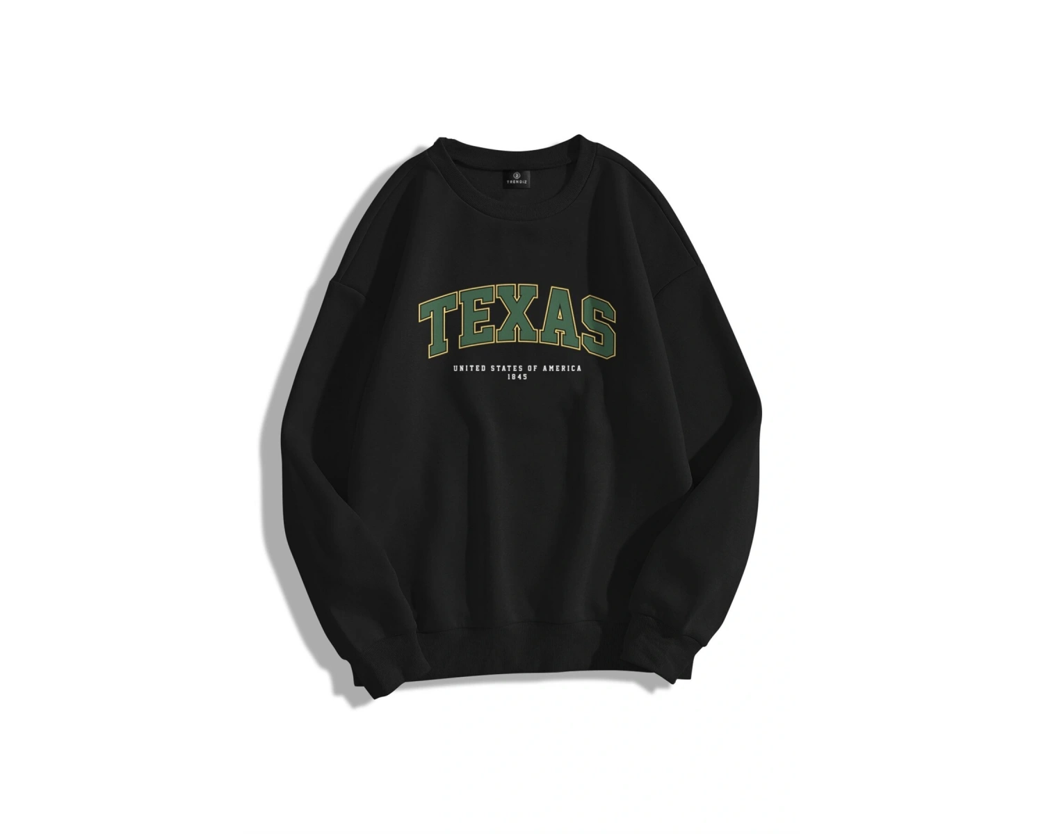 Unisex Texas Bisiklet Yaka Sweatshirt Siyah