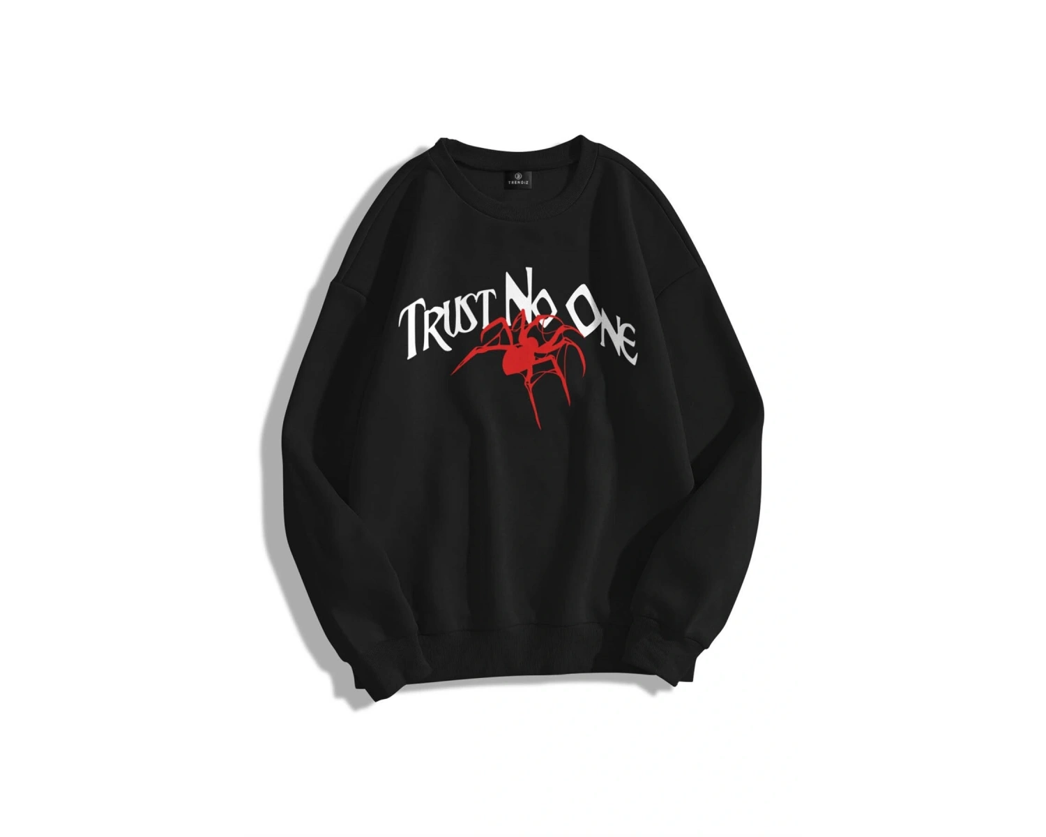 Unisex Trust No One Bisiklet Yaka Sweatshirt Siyah