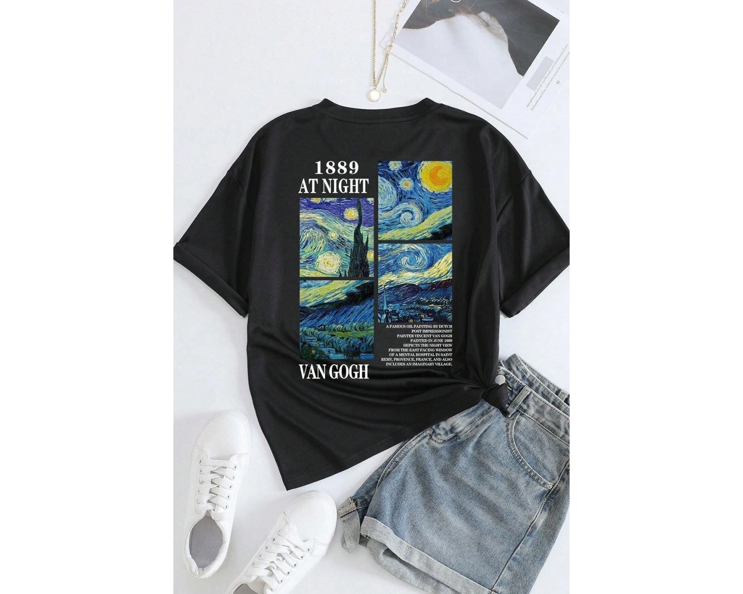 Unisex Van Gogh Baskılı Oversize