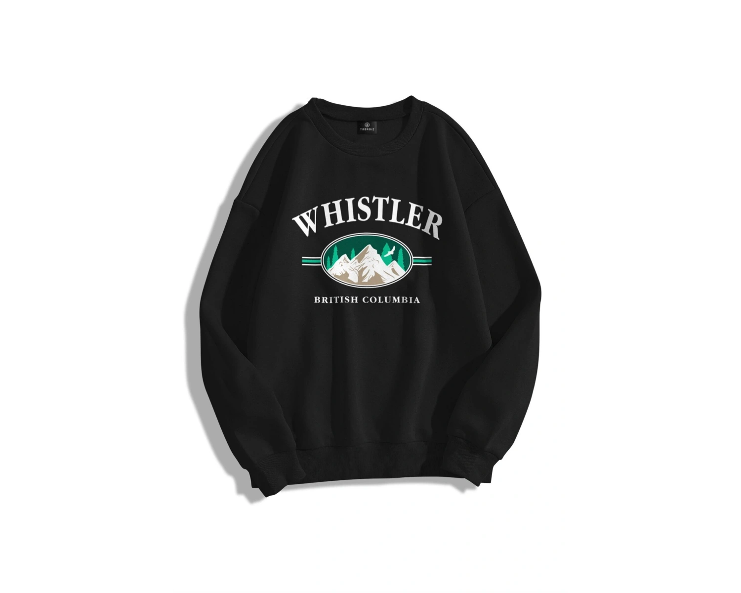 Unisex Whistler Bisiklet Yaka Sweatshirt Siyah