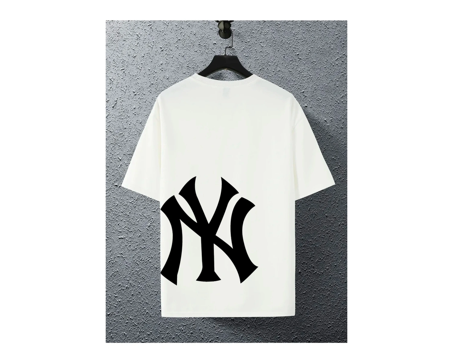 Unisex Yankees Özel Baskılı Oversize Penye Bisiklet Yaka T-Shirt