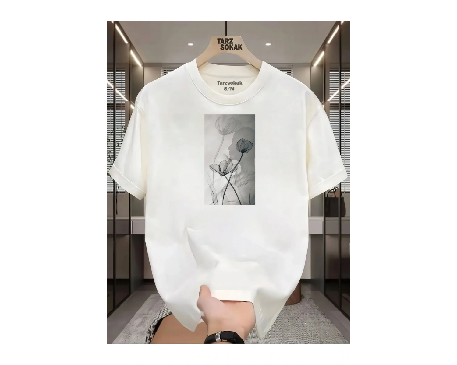 UNİSEX Yaz gülü T-shirt