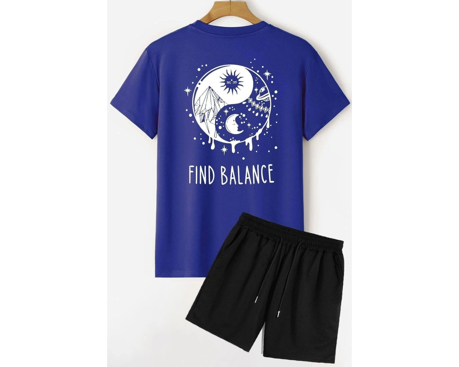 Unisex Ying Yang Şort T-shirt Eşofman Takımı TSH-YİNGYANG-SHRT-DÜZ