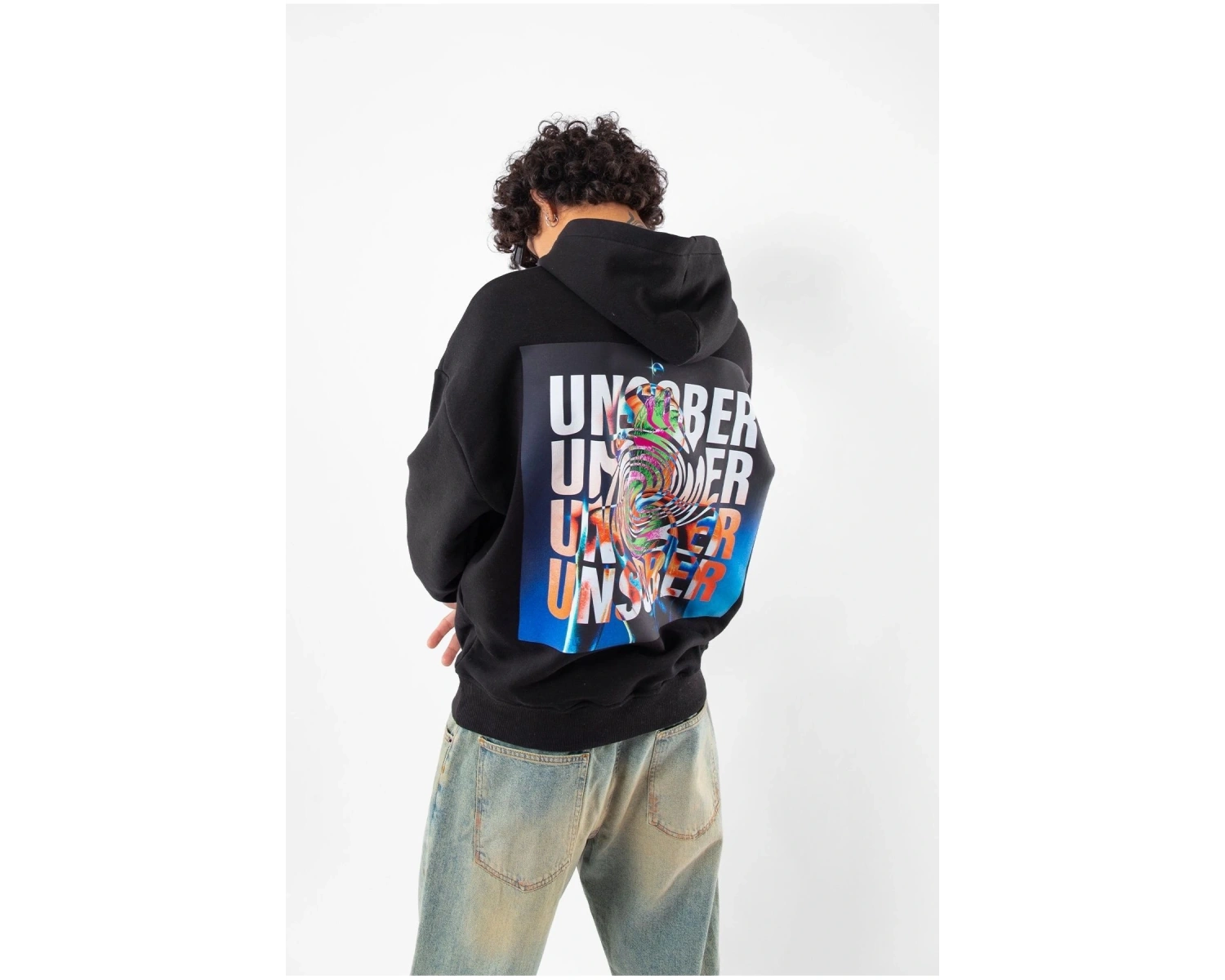 Unsober Baskılı Oversize Unisex Siyah