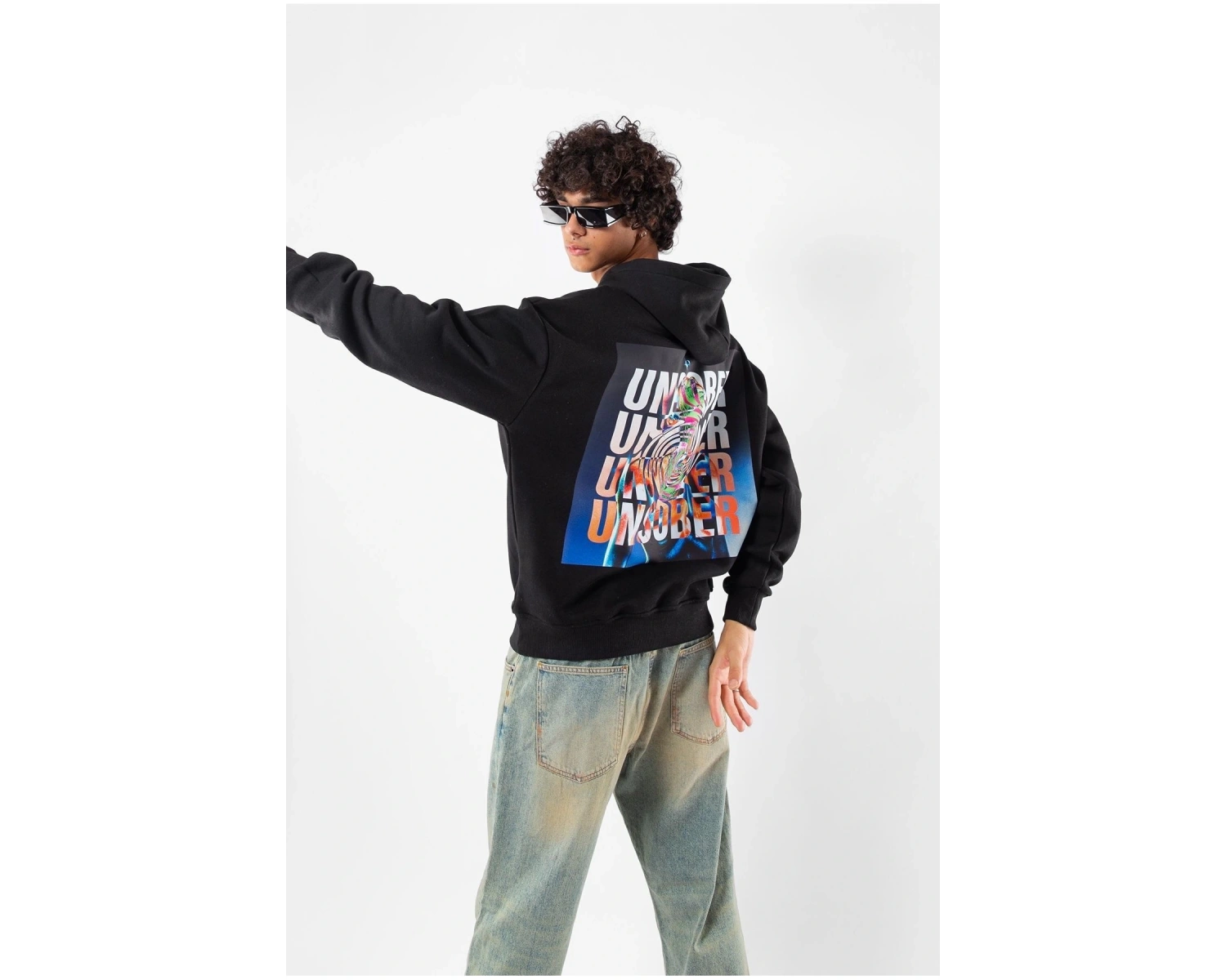 Unsober Baskılı Oversize Unisex Siyah